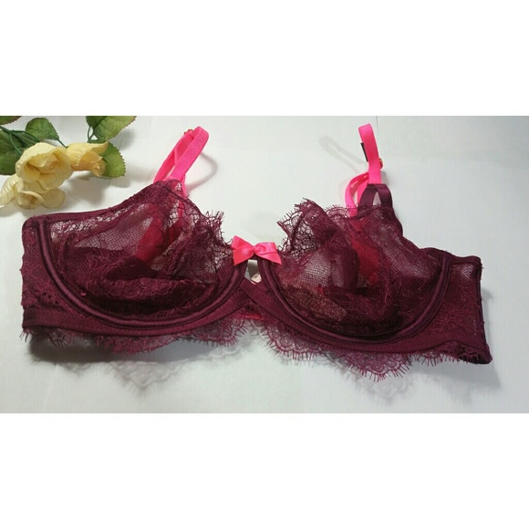 NEW VS Bra Size 32D Maroon Unlined $20 - Picture 2 of 6